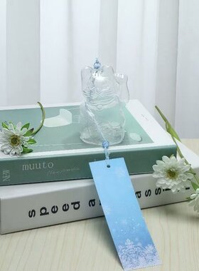 叮铃招财猫透明玻璃风铃随风送福招好运添吉祥节日布置用品diy