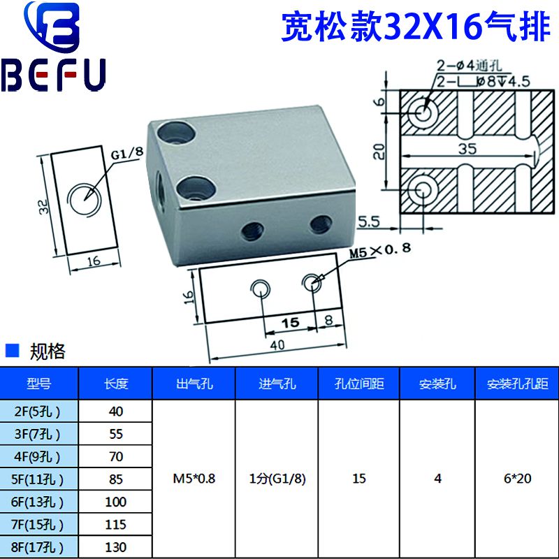 机械手多管路气排微型分流块1进4/6/8/10/12出分流器真空分汇流排