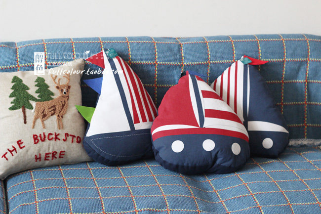 地中海海洋风格男孩房软饰家居布艺美国国旗帆船卡通汽车靠垫抱枕,淘宝优惠券,粉丝福利购,淘宝优惠卷