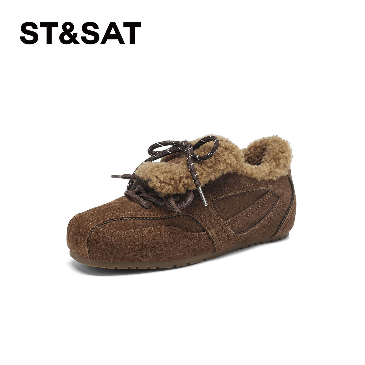 星期六真皮加绒德训鞋女款2025冬季新款复古加厚保暖毛毛鞋棉鞋子,淘宝优惠券,粉丝福利购,淘宝优惠卷