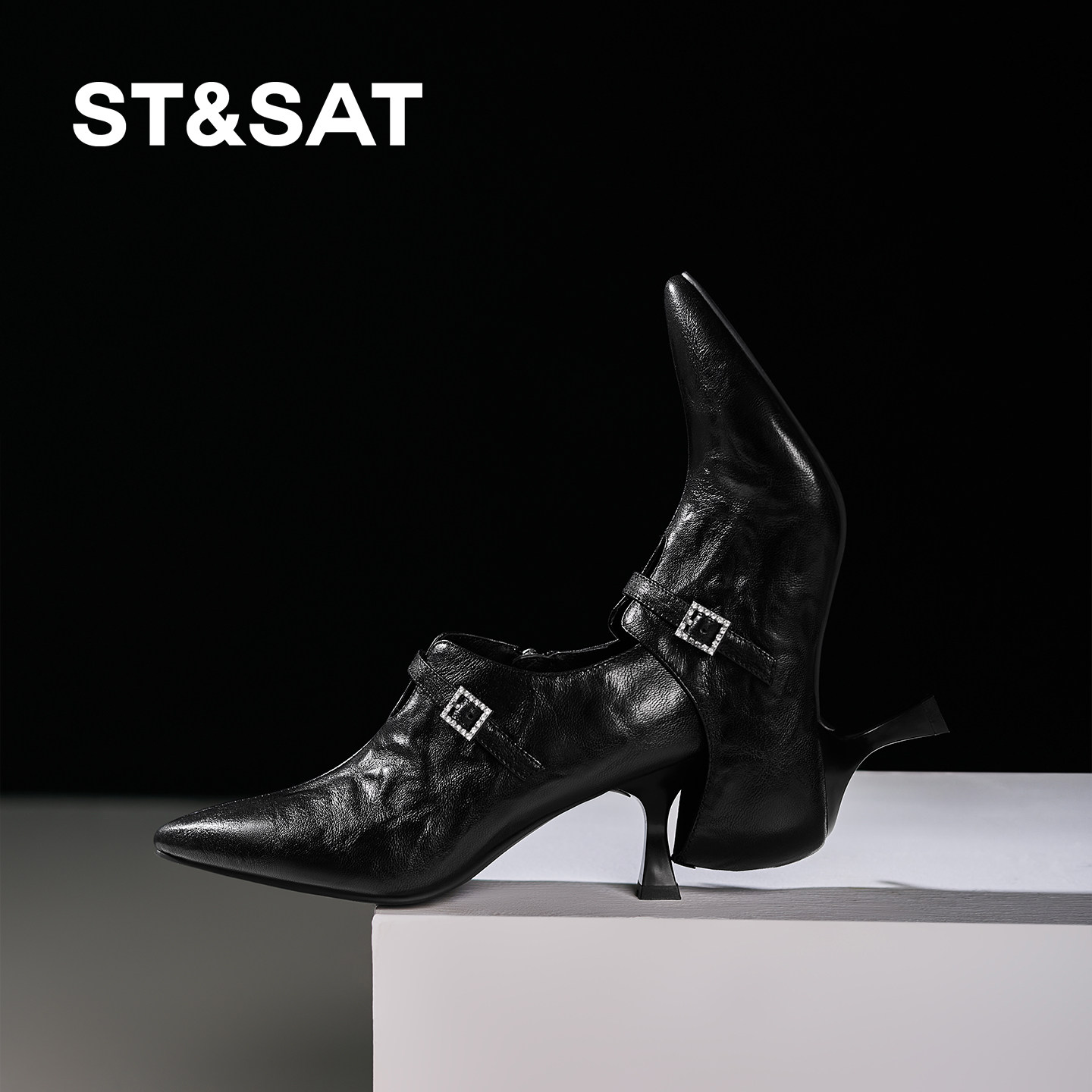 星期六7CM高跟鞋复古风尖头细跟深口单鞋女春季V口气质通勤小皮鞋,淘宝优惠券,粉丝福利购,淘宝优惠卷