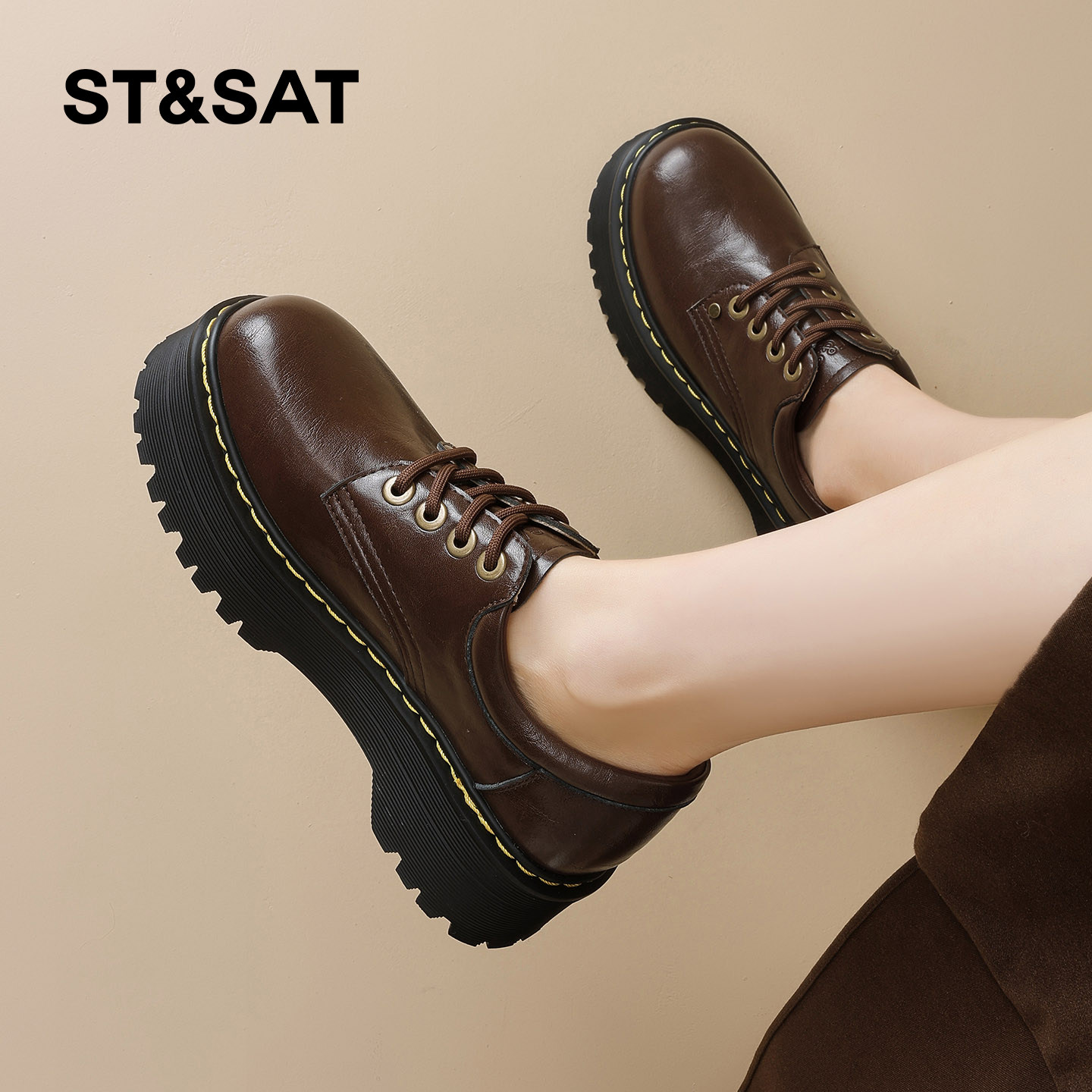 星期六厚底乐福鞋女春季新款黑色复古英伦气质小皮鞋深口单鞋,淘宝优惠券,粉丝福利购,淘宝优惠卷