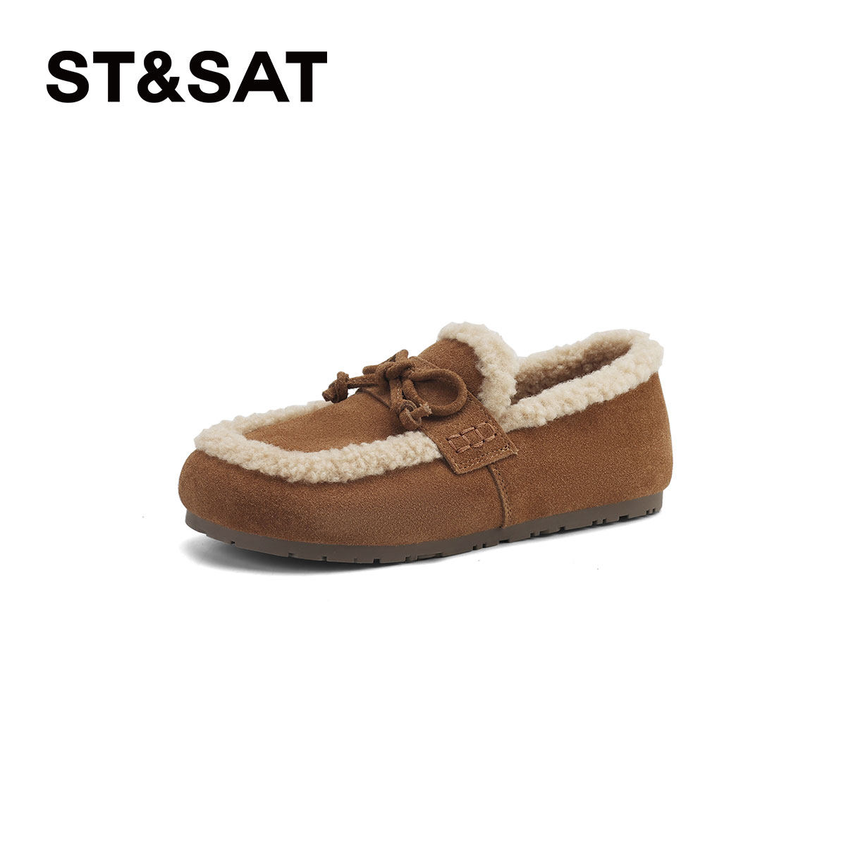 星期六复古真皮加绒勃肯鞋豆豆鞋女2025新款冬季保暖棉鞋毛毛鞋子,淘宝优惠券,粉丝福利购,淘宝优惠卷