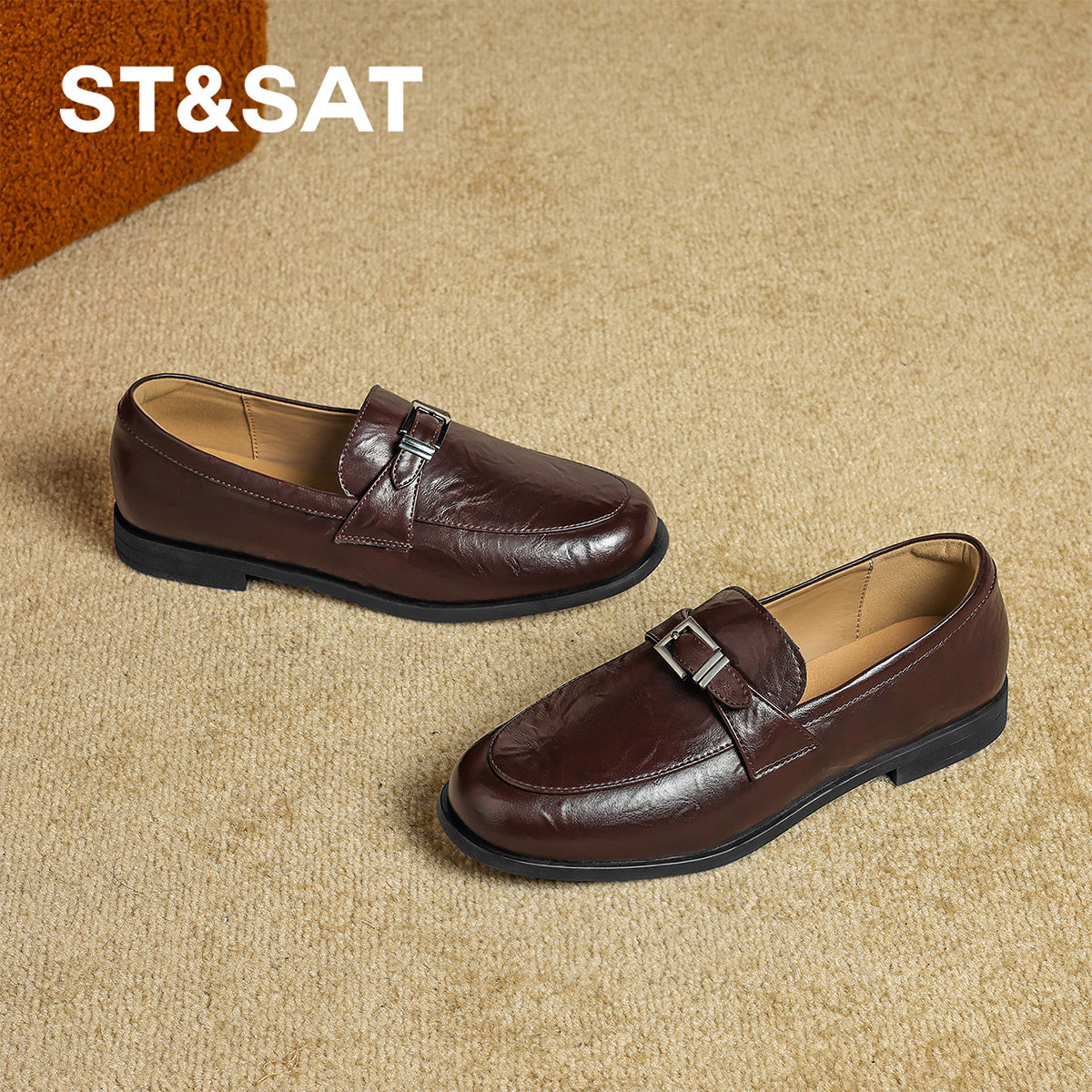 星期六粗中跟深口单鞋女2025年冬季新款系带乐福鞋简约复古通勤鞋,淘宝优惠券,粉丝福利购,淘宝优惠卷