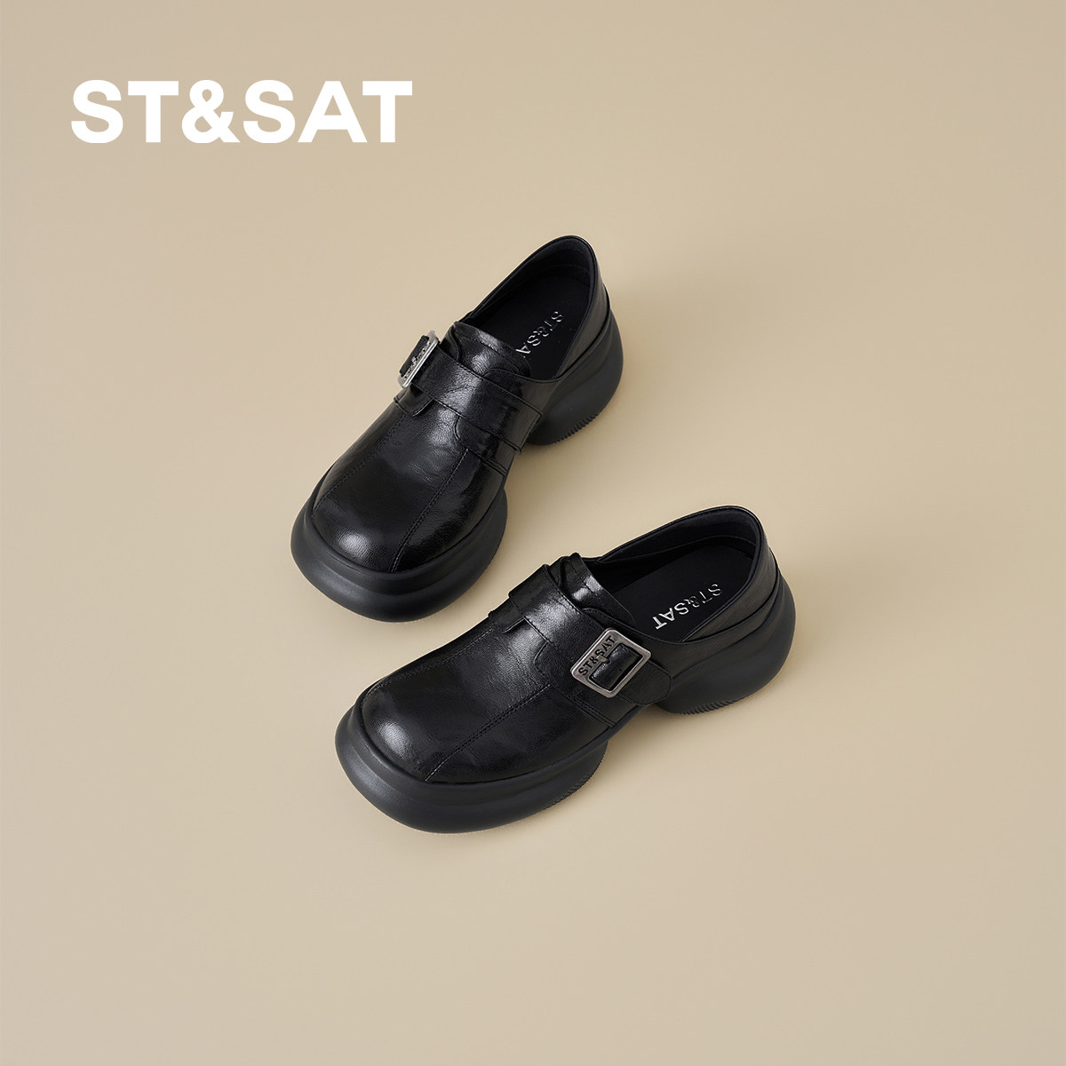 St&Sat/星期六厚底深口女单鞋2026新款圆头羊皮乐福鞋软底不累脚,淘宝优惠券,粉丝福利购,淘宝优惠卷