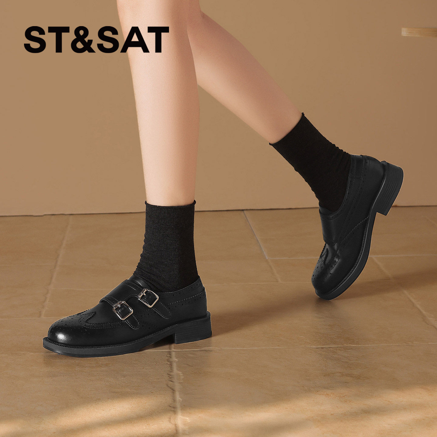 星期六低跟乐福鞋女2026春季黑色复古时尚百搭通勤一脚蹬深口单鞋,淘宝优惠券,粉丝福利购,淘宝优惠卷