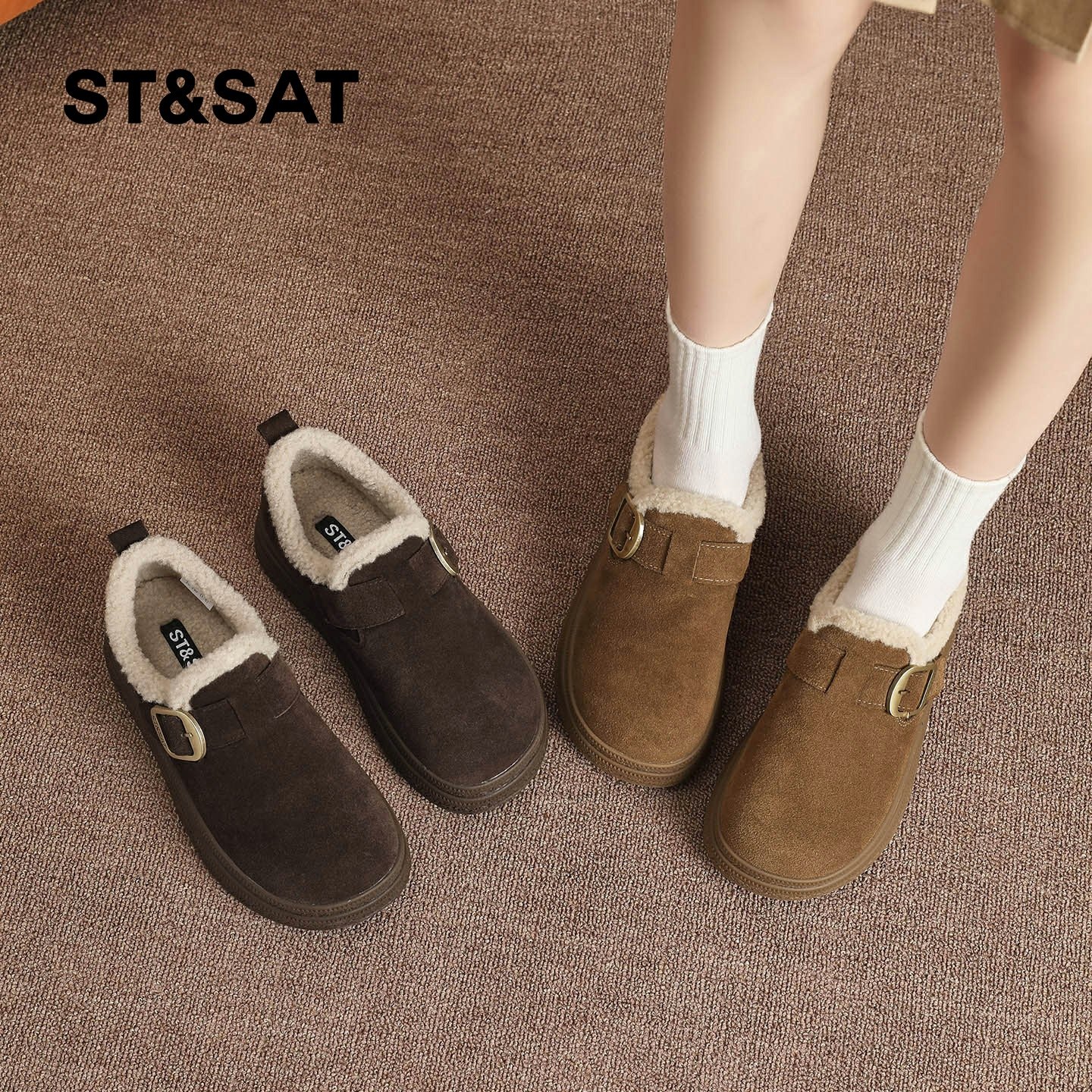 星期六复古加绒勃肯鞋女厚底2025冬季新款皮带扣加厚保暖大棉鞋子,淘宝优惠券,粉丝福利购,淘宝优惠卷