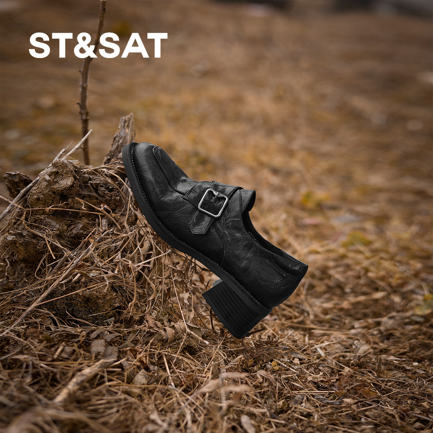 星期六粗跟乐福鞋女2026春夏季新款深口单鞋羊皮魔术贴软底中跟鞋,淘宝优惠券,粉丝福利购,淘宝优惠卷