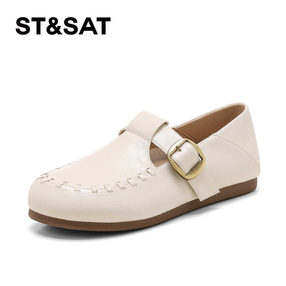 星期六平底勃肯鞋女2026年春季新款复古棕色一脚蹬舒适百搭乐福鞋,淘宝优惠券,粉丝福利购,淘宝优惠卷