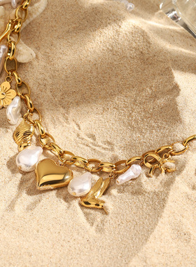 杰鼎欧美不锈钢diy吊坠项链简约感锁骨链不掉色钛钢饰品跨境