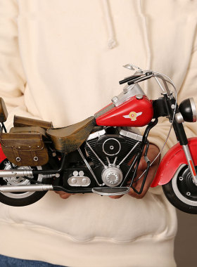 复古做旧铁艺摩托车家居客厅酒柜装饰品摆件模型创意工艺品大