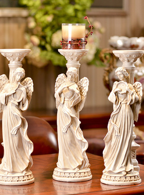 欧式家居饰品摆件树脂工艺品天使烛台客厅新房软装饰礼品摆件