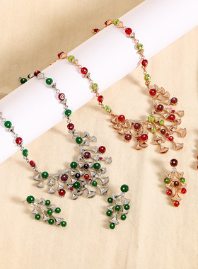 轻奢欧美时尚彩毛衣链时尚微镶锆石彩色冬日服装配饰百搭套装