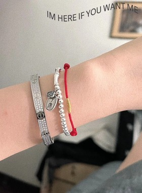 【平安顺遂】足银9999平安喜乐手链银珠竹节纯银手串2024年新款