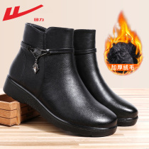 Back Force Moms Shoes Women Shoes Seniors Cotton Shoes Women Winter Plus Suede Warm Snowy Boots Middle Aged Leather Face Short Boots Woman