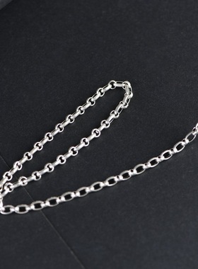 大小圈配链 S925银项链复古风随性搭配圆环o字链男女款银饰颈链饰