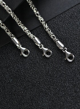 圈型配链 S925银项链 复古做旧跨境饰品 士款泰银链银链龙骨链