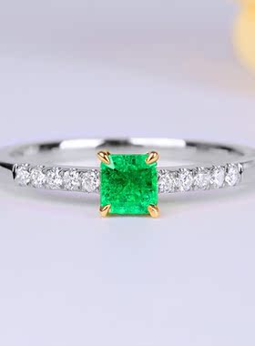 戒指祖母绿复古天然女款奢华18k