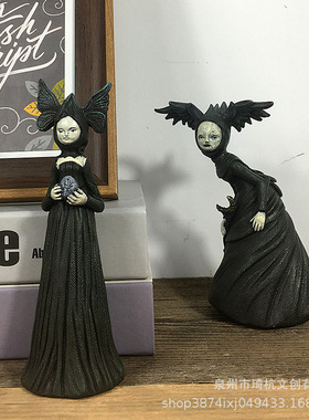 跨境热款噩梦女巫花园摆件万圣节鬼节园林室内桌面树脂恐怖装饰品