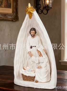 跨境欧式人物套三树脂摆件创意一家三口家居客厅桌面工艺礼品装饰