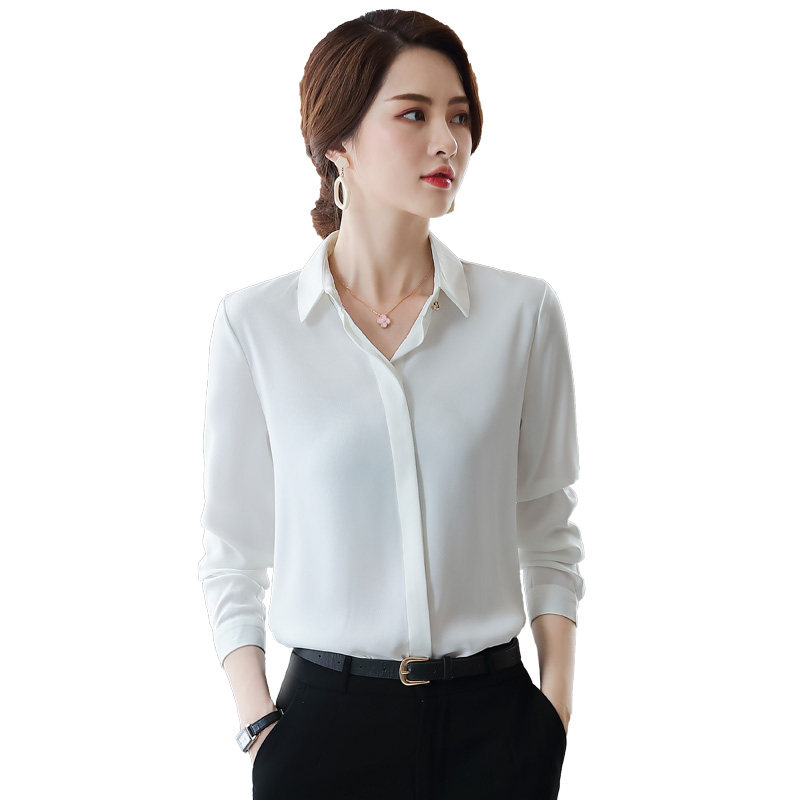 白色雪纺长袖夏季气质垂感白衬衣 伊木子衬衫