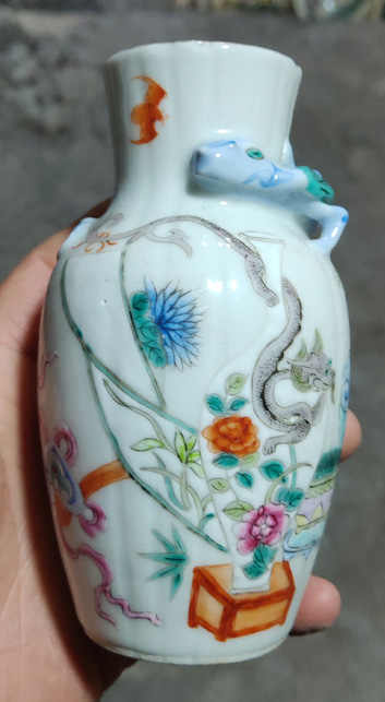 紫③ 花瓶 同治年製 粉彩 古美術 唐物 唐詩 清代 | delhiangels.org