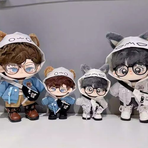 20cm娃衣凶凶狼和呆呆熊套装15cm原创无属性棉花娃娃衣服帅气换装 - 图1