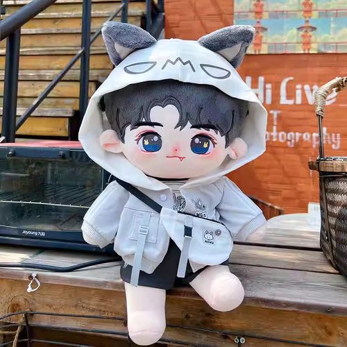 40cm娃衣凶凶狼和呆呆熊套装原创无属性棉花娃娃衣服可爱帅气换装 - 图1