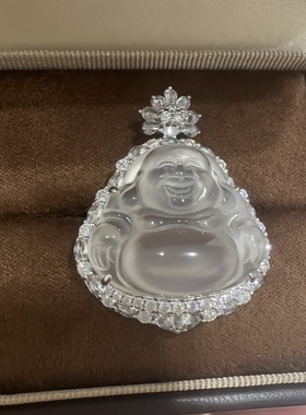 S925银镀白金 高冰水沫玉髓系列 大公佛葫芦新中式珠宝项链吊坠