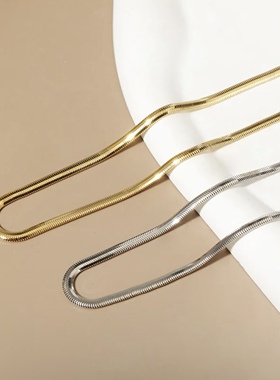 S925银镀金新款蛇骨链意大利进口万能扣高级丝滑项链