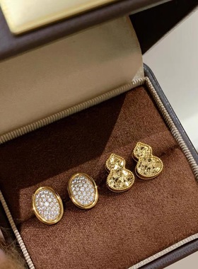 S925银镀金轻珠宝新年福禄双全碎碎冰葫芦手链耳耳钉耳环饰品套装