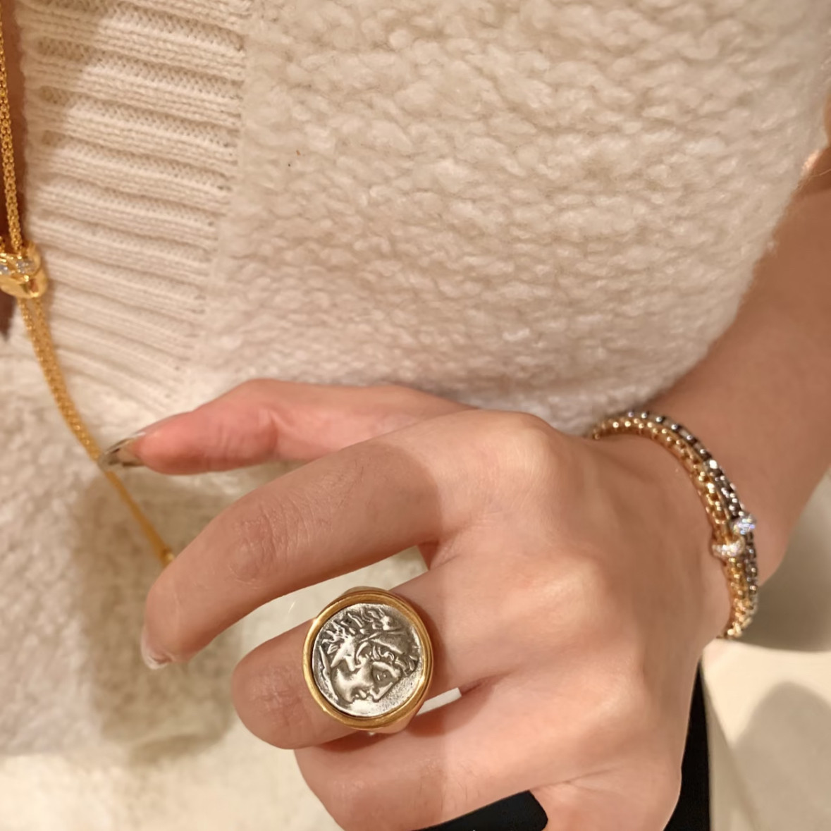 S925银镀金宝家款大力神古币经典款戒指古巴项链,淘宝优惠券,粉丝福利购,淘宝优惠卷