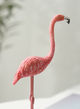 创意ins超火的火烈鸟树脂摆件可爱动物卧室客厅摆设情人节礼物