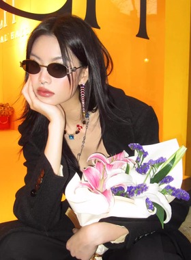 404的店韩版椭圆金属墨镜Y2K