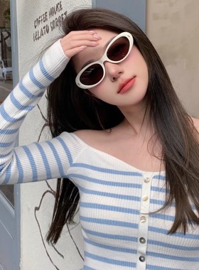 404的店复古椭圆显白时髦墨镜女