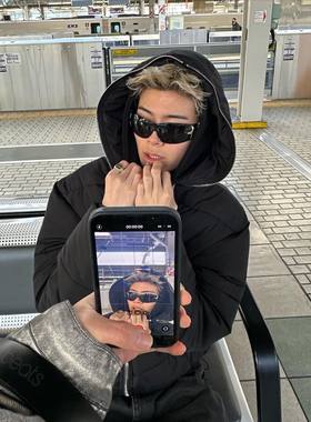 P家古着款五角星连体墨镜