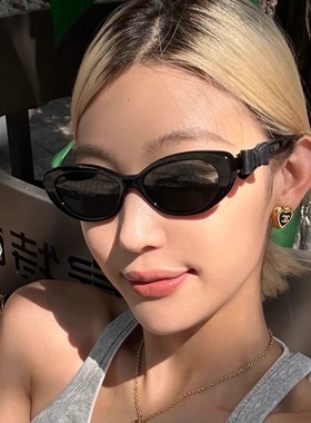 404的店复古椭圆时髦蝴蝶结墨镜