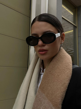 复古椭圆偏光墨镜显脸小街拍