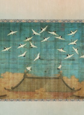 虫二书画 瑞鹤图新中式客厅玄关实木装饰画茶室走廊挂画