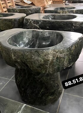 26年极简风富贵绿大理石洗手盆设计师现代轻奢椭圆形石头洗手台盆