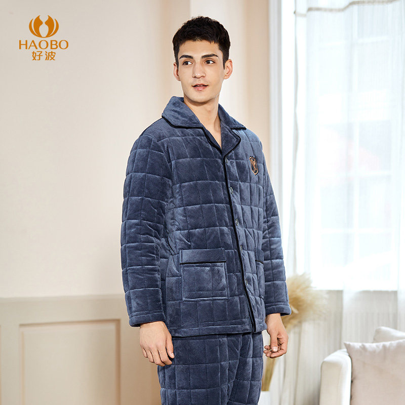 好波2021新款加厚夹棉男士睡衣 好波睡衣/家居服套装