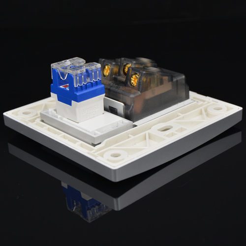 银色六类网络加5孔墙壁插座86型单电脑千兆网线口带五孔电源面板 - 图2