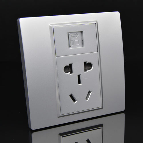 银色六类网络加5孔墙壁插座86型单电脑千兆网线口带五孔电源面板 - 图0