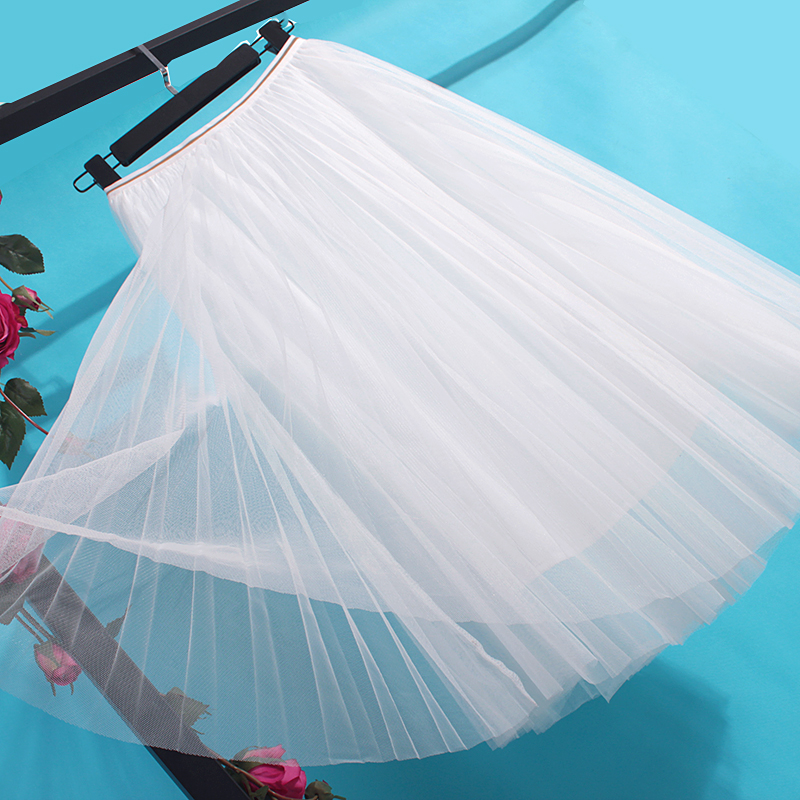 四季短裙 厂价直销 优雅天使的小店半身裙女春夏秋冬高腰网纱中长纱裙子甜美蓬蓬百褶日系超仙年0