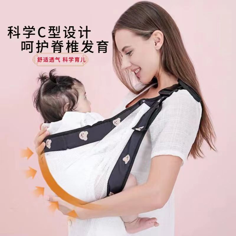 婴儿背带宝宝抱娃神器新生婴儿外出前抱式简易背巾横抱单肩便携-图1