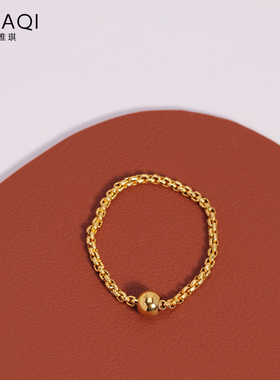 时尚简约个性OL圆珠链条钛钢戒指