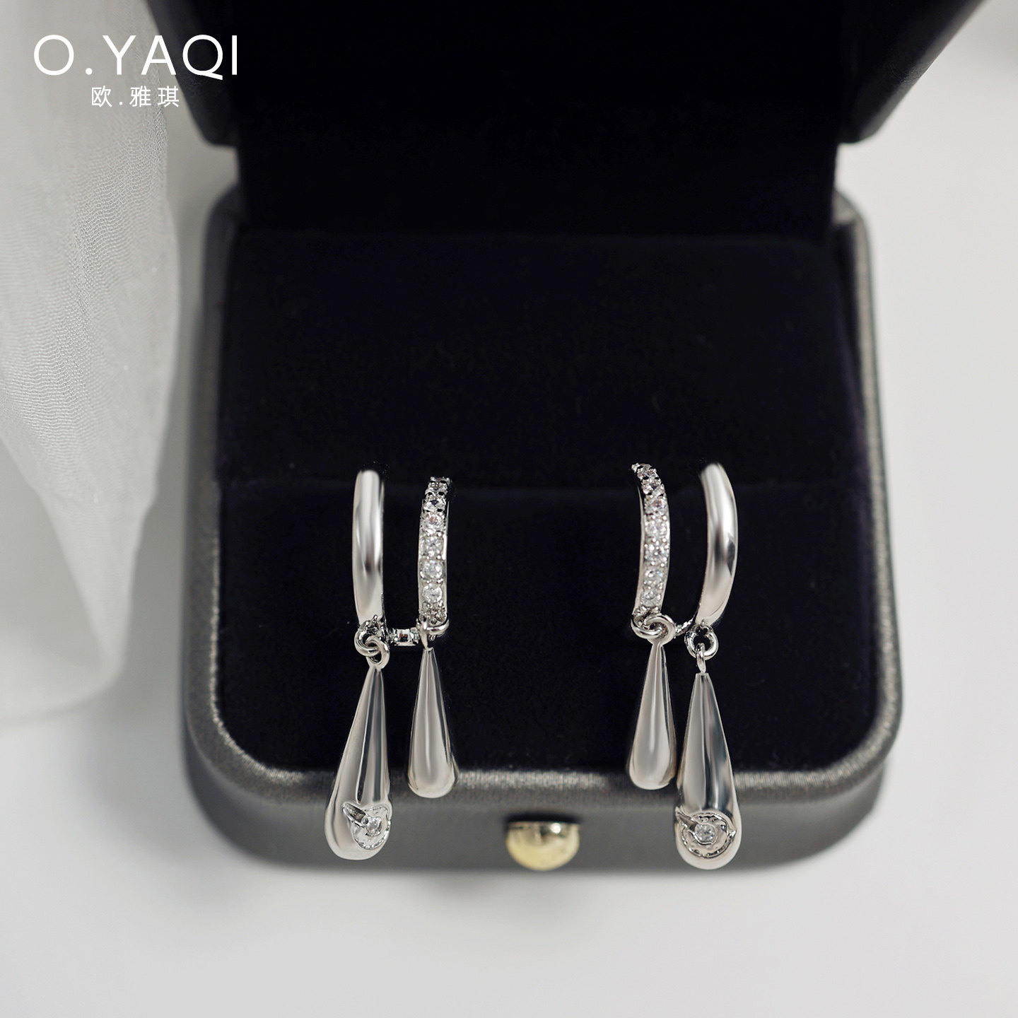 无耳洞气质清冷风微镶闪锆双水滴蚊香盘耳夹个性耳钉时尚女耳饰品,淘宝优惠券,粉丝福利购,淘宝优惠卷