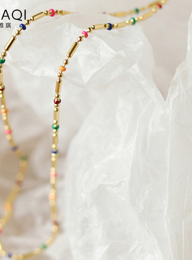 彩虹钛钢项链保色裸链