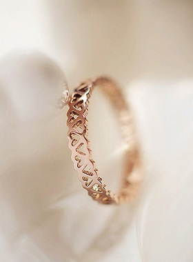 爱心指环钛钢玫瑰金色礼物尾戒