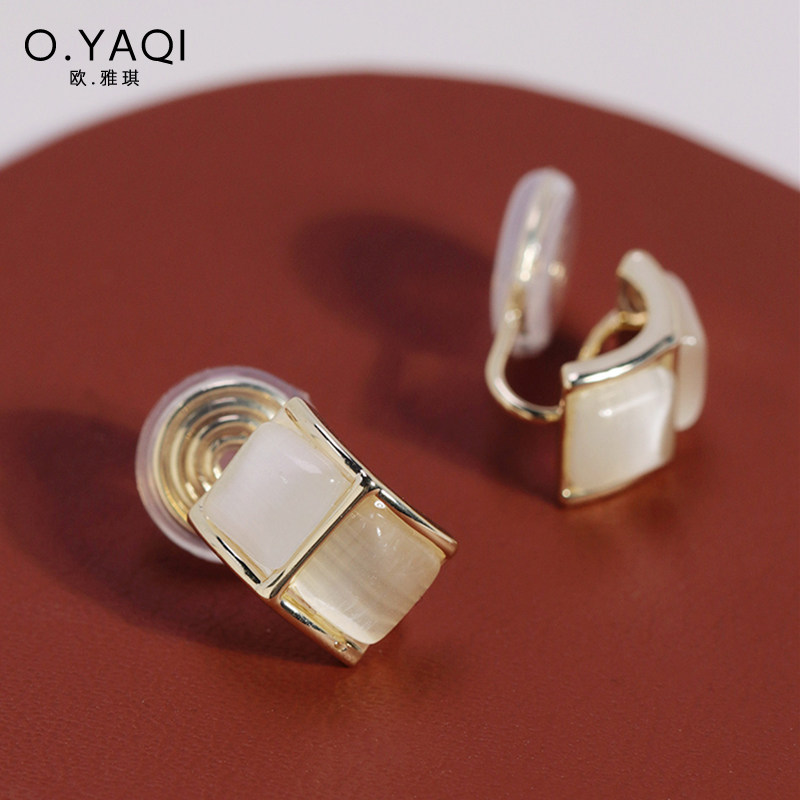无耳洞简约小巧猫眼几何蚊香盘耳夹时尚气质方形女耳饰设计感个性,淘宝优惠券,粉丝福利购,淘宝优惠卷
